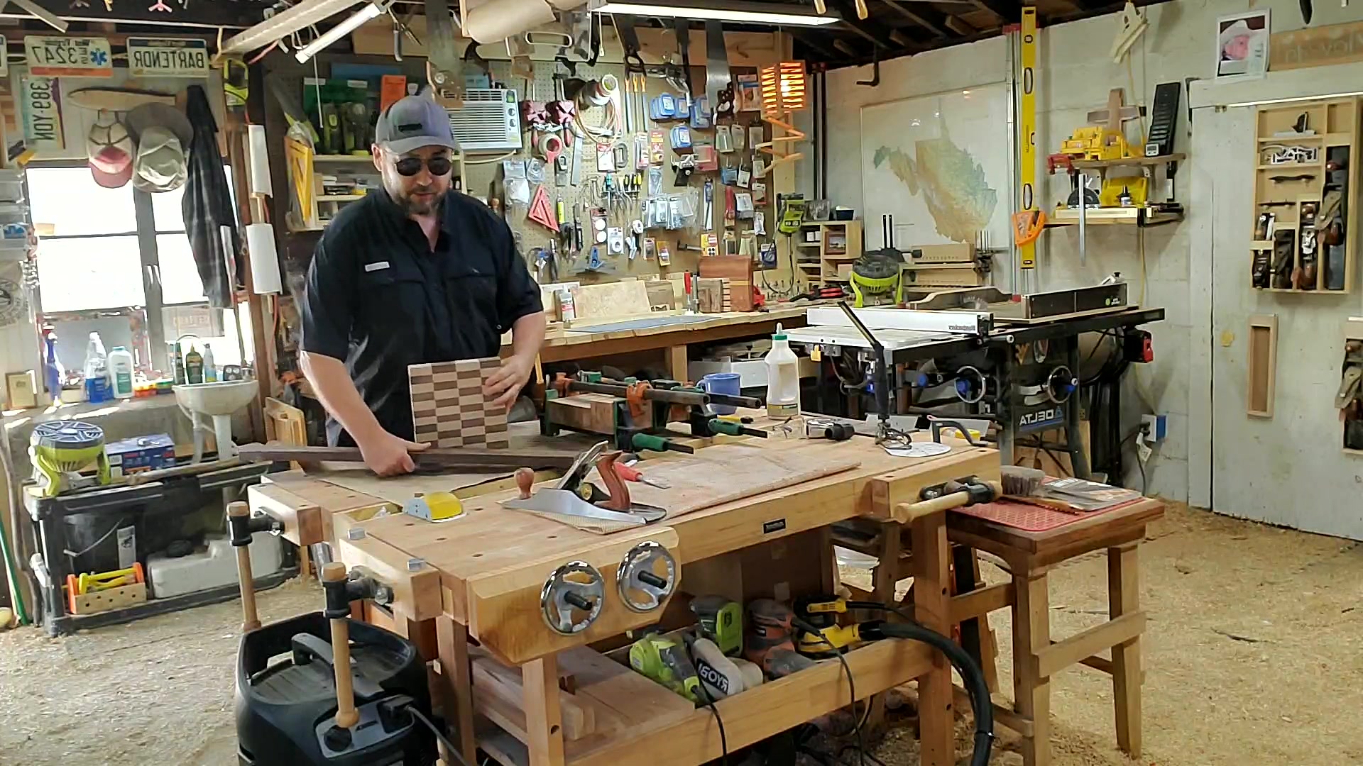 Ben Kiger at work in his hardwood shop on the Ohio River