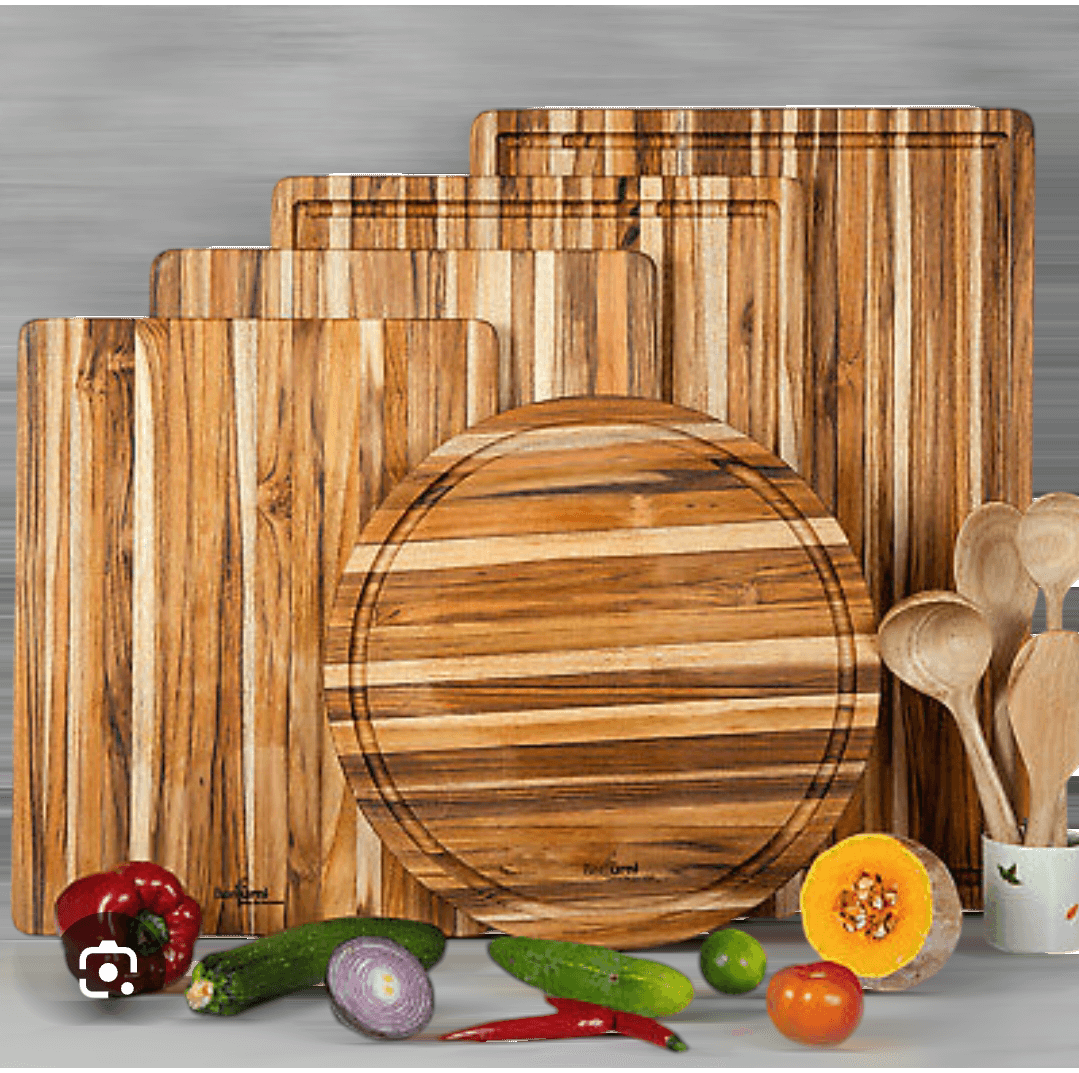 Round solid teak serving board
