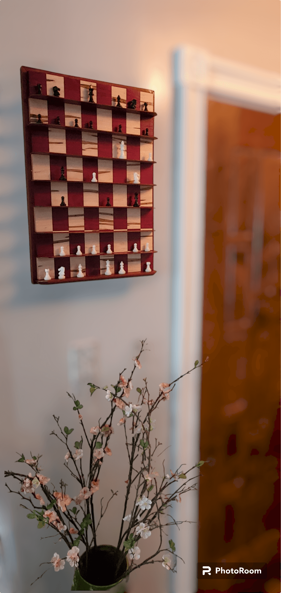 Vertical chess board in Purpleheart and Ambrosia Maple